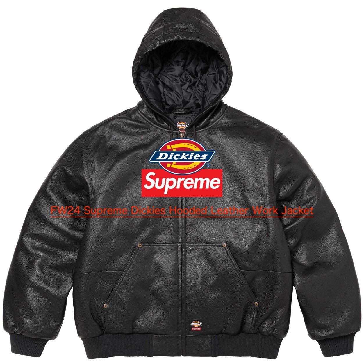 FW24 Supreme Dickies Hooded Leather Work Jacket (Supreme/レザー