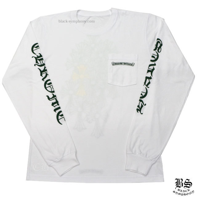 クロムハーツロングTシャツグリーンセメタリークロスホワイト|クロム